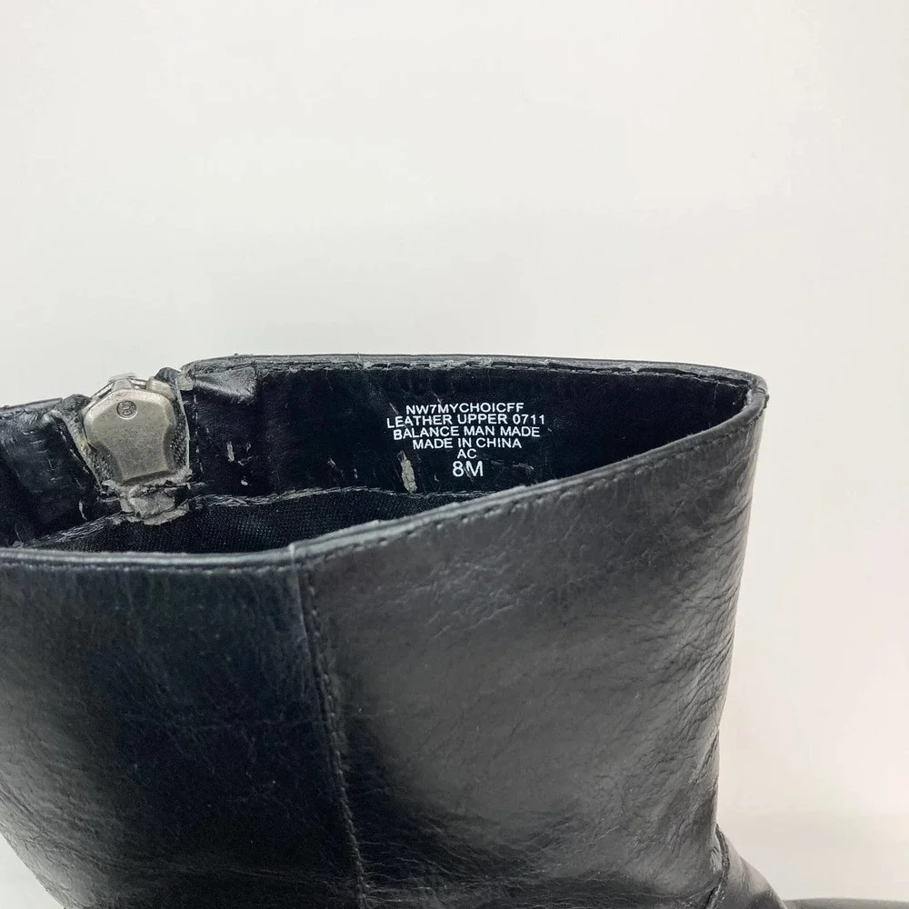 Nine West Black Leather Moto Style Biker Boots Women's Size 8M Buckle Zipper - Picture 4 of 16